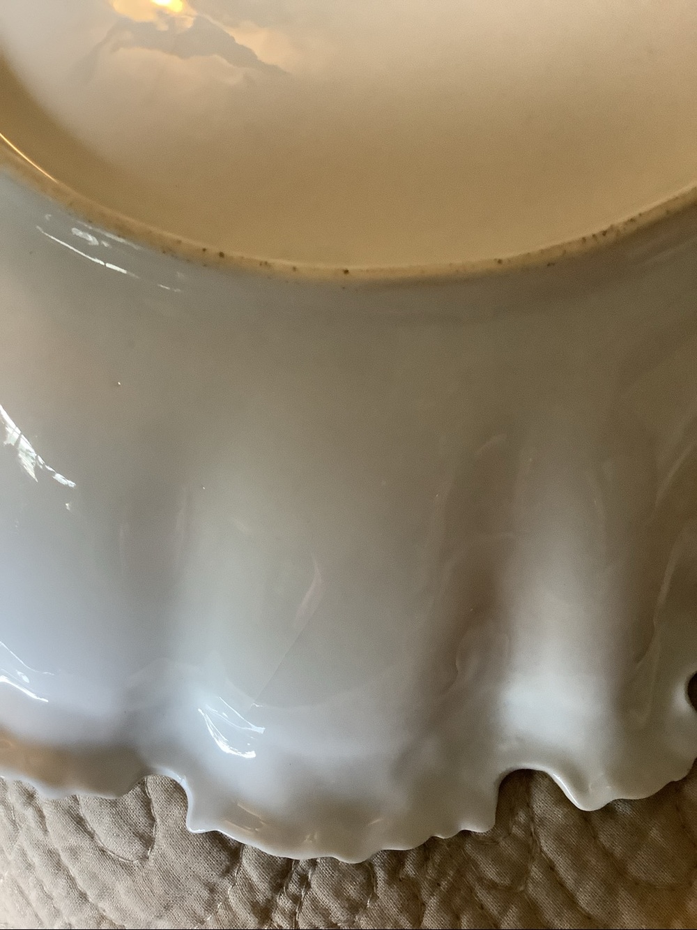 RS Prussia Hand-Painted Floral Porcelain Bowl in Green and Yellow with Gold Trim - Picture 6 of 7